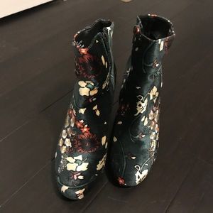 Velour Floral Booties